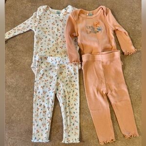 Charlotte & Star-  4 Piece Peach and White Floral Set, Size 3-6M NWOT